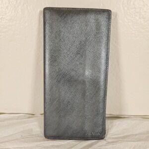 PRADA Saffiano Leather Long Bifold Wallet Argento Silver Metallic Gray
